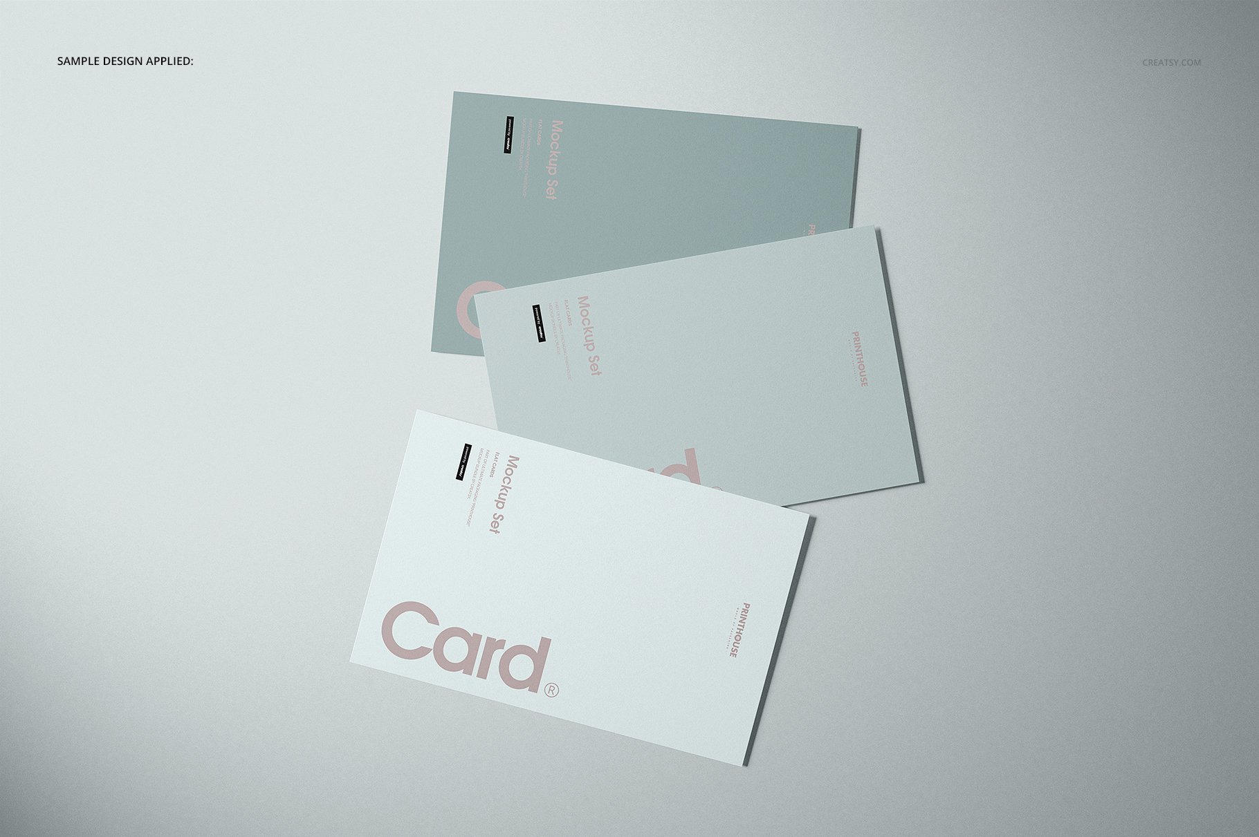 时尚宣传单页海报卡片设计展示贴图样机合集 Flat Cards Mockup Set_img_2