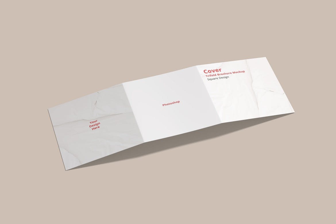 方形三折页小册子设计展示贴图样机 Square Trifold Brochure Mockup_img_2