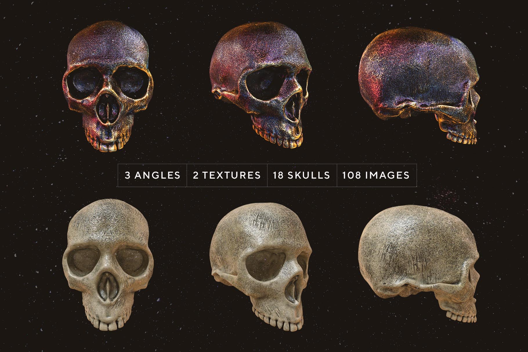 108张潮流炫酷3D渲染金属质感骷髅头骨PNG免抠图片素材 Skulls - 108 3D Skull Images_img_2