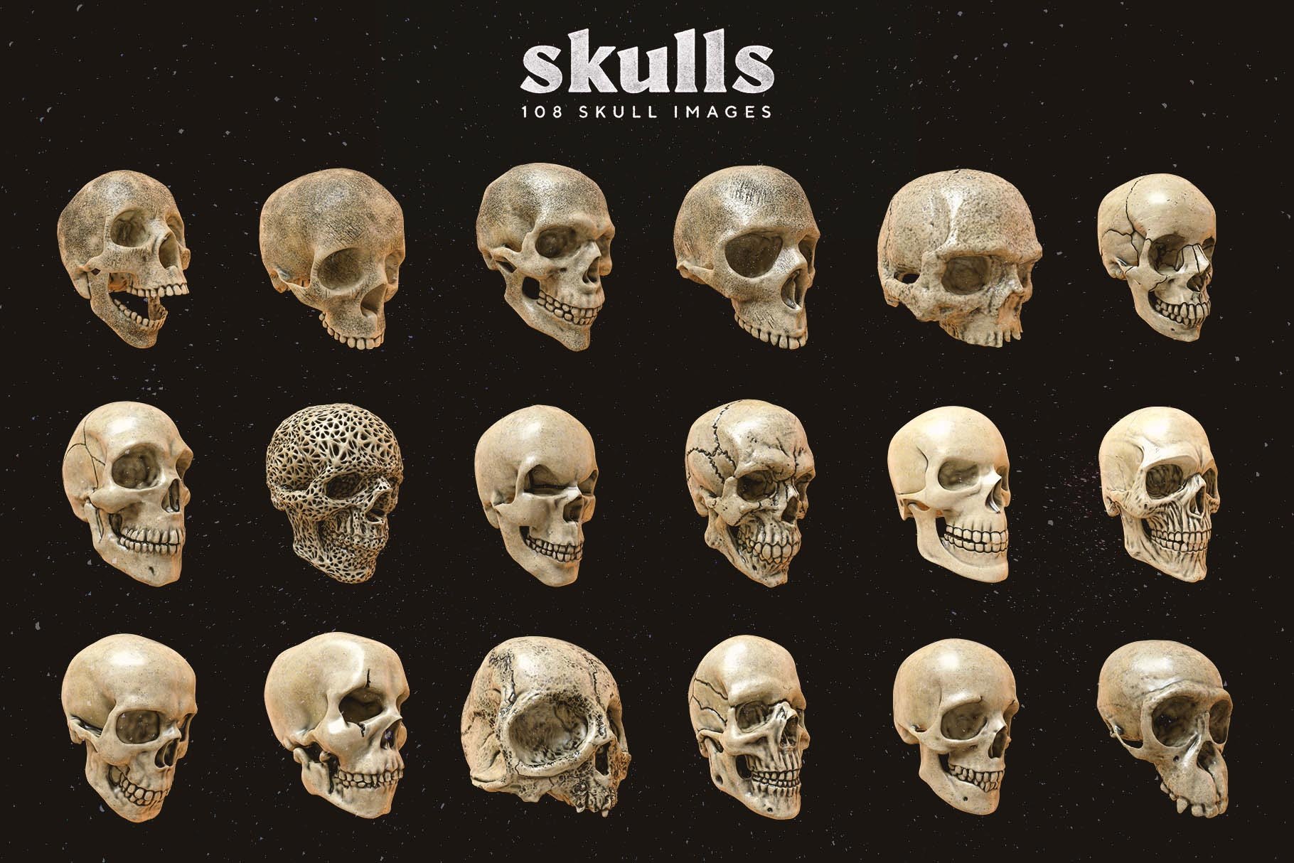 108张潮流炫酷3D渲染金属质感骷髅头骨PNG免抠图片素材 Skulls - 108 3D Skull Images_img_2