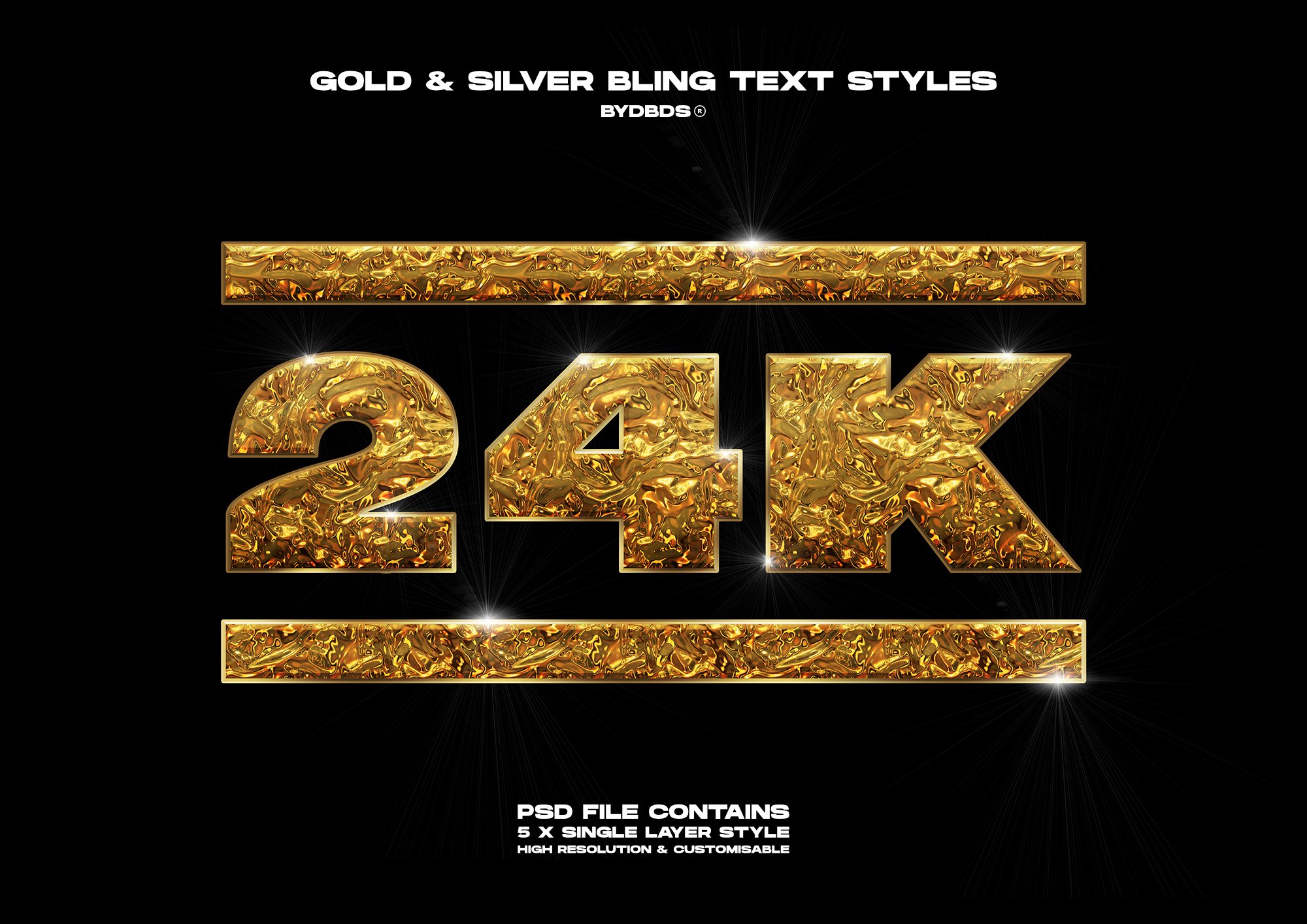 金属质感金色钻石标题字体设计PS样式模板 Gold & Diamond Bling Text Styles_img_2
