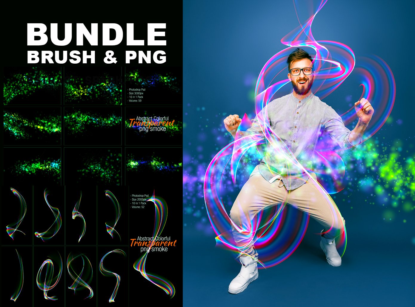 110款抽象烟雾火花PS笔刷&PNG免抠图片素材合集 Bundle Brush And PNG Shape_img_2