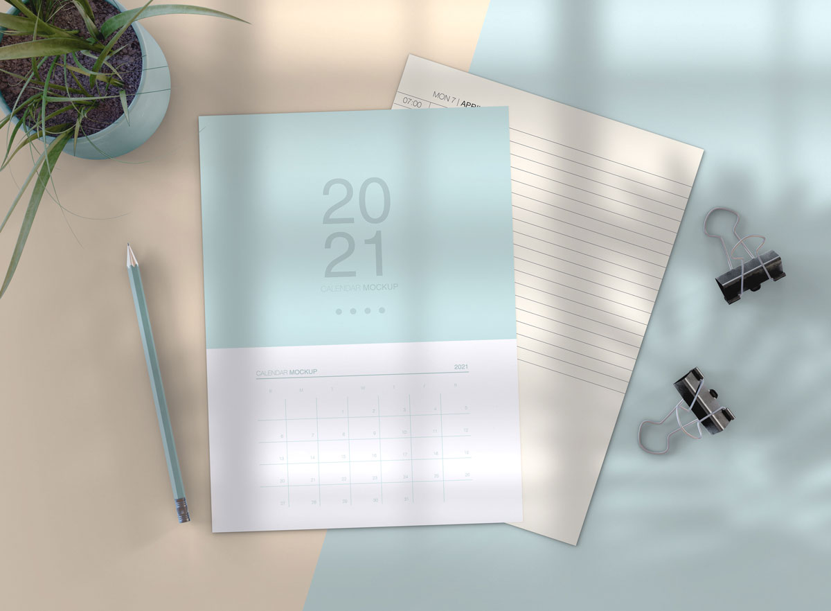 20款多样式台历日历挂历设计展示贴图样机 Calendar mockup - 20 PSD_img_2