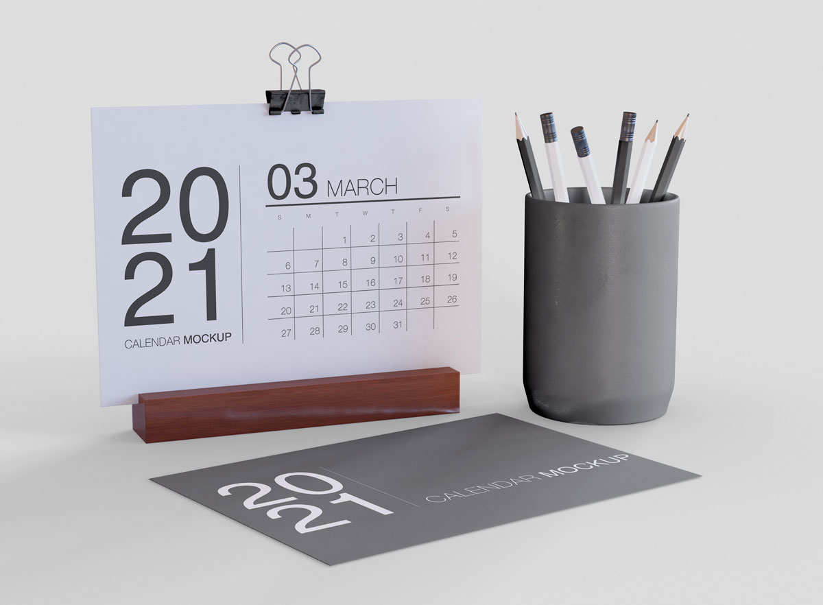 20款多样式台历日历挂历设计展示贴图样机 Calendar mockup - 20 PSD_img_2