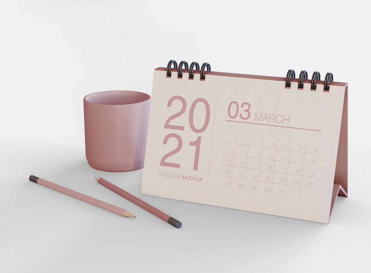 20款多样式台历日历挂历设计展示贴图样机 Calendar mockup - 20 PSD_img_2