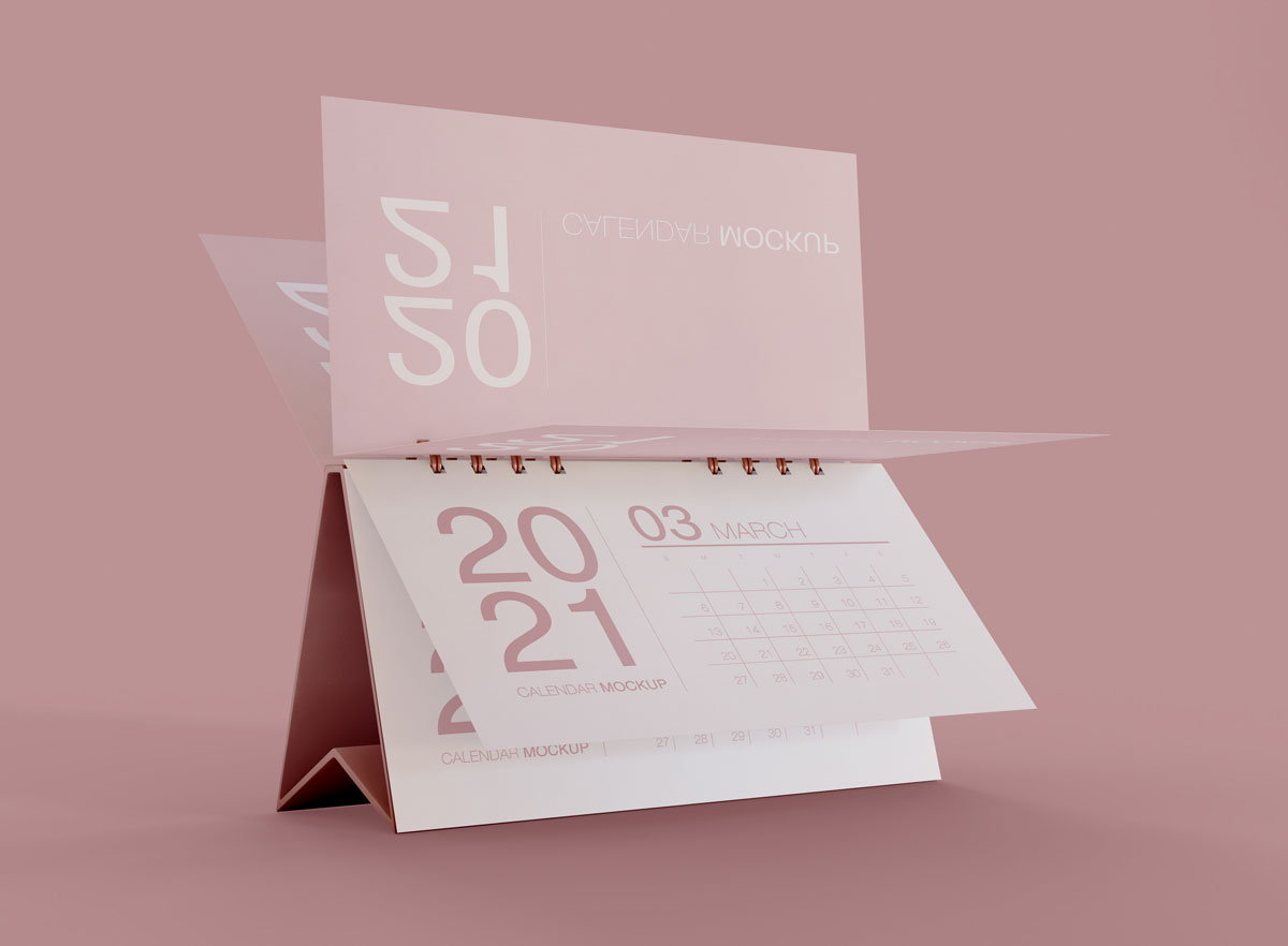 20款多样式台历日历挂历设计展示贴图样机 Calendar mockup - 20 PSD_img_2