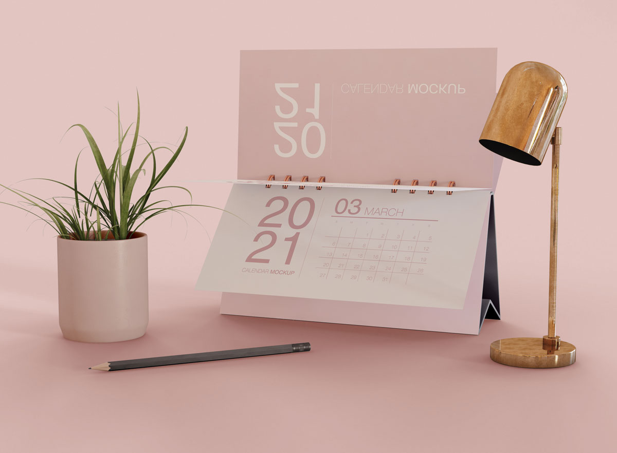 20款多样式台历日历挂历设计展示贴图样机 Calendar mockup - 20 PSD_img_2