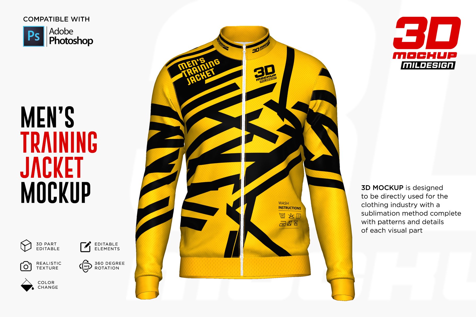 3D男士训练夹克外套设计展示样机 3D Mens Training Jacket Mockup_img_2