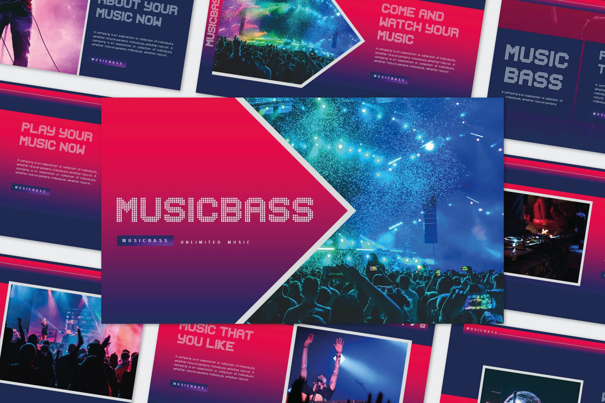 炫酷音乐主题介绍演示文稿PPT设计模板 MUSICBASS - Powerpoint Template_img_2