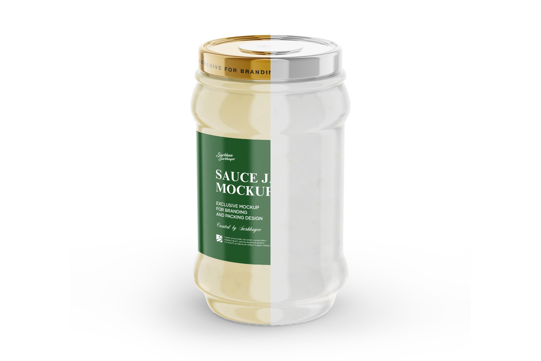 透明蜂蜜蛋黄酱酱玻璃罐设计展示样机 Clear Glass Mayonnaise Sauce Jar Mockup_img_2