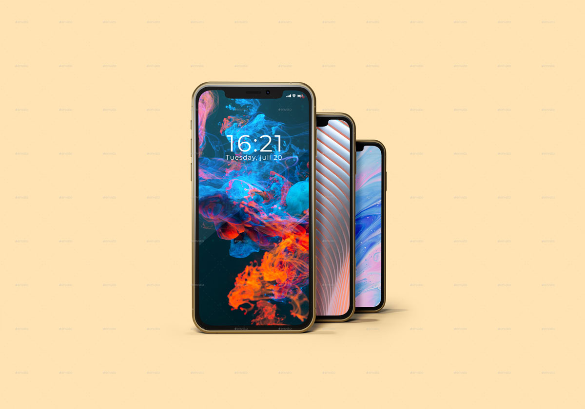 10款三色苹果手机iPhone 11屏幕演示样机 Smartphone Mockups PSD in 3 Colors_img_2