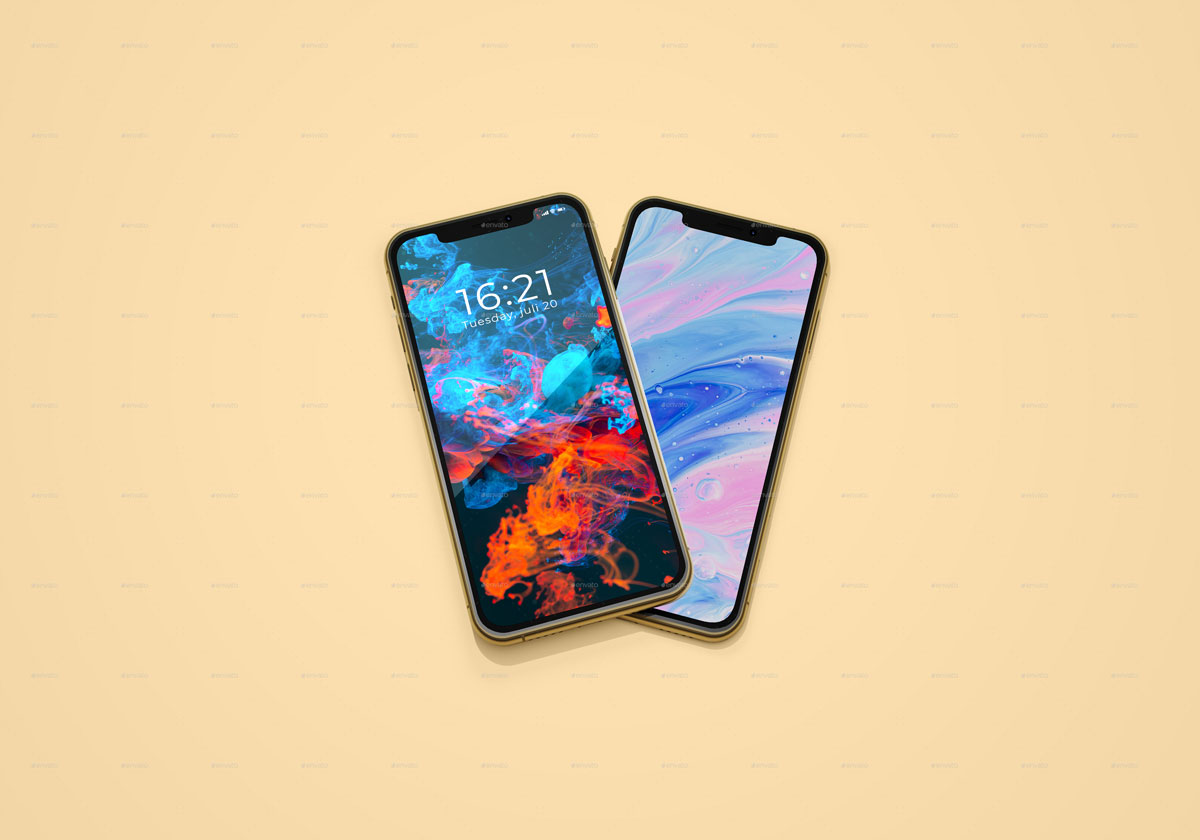 10款三色苹果手机iPhone 11屏幕演示样机 Smartphone Mockups PSD in 3 Colors_img_2