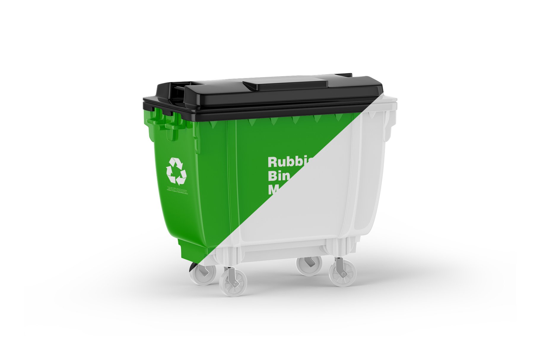 半侧面视图垃圾箱外观设计展示样机 Plastic Glossy Rubbish Bin Mockup_img_2