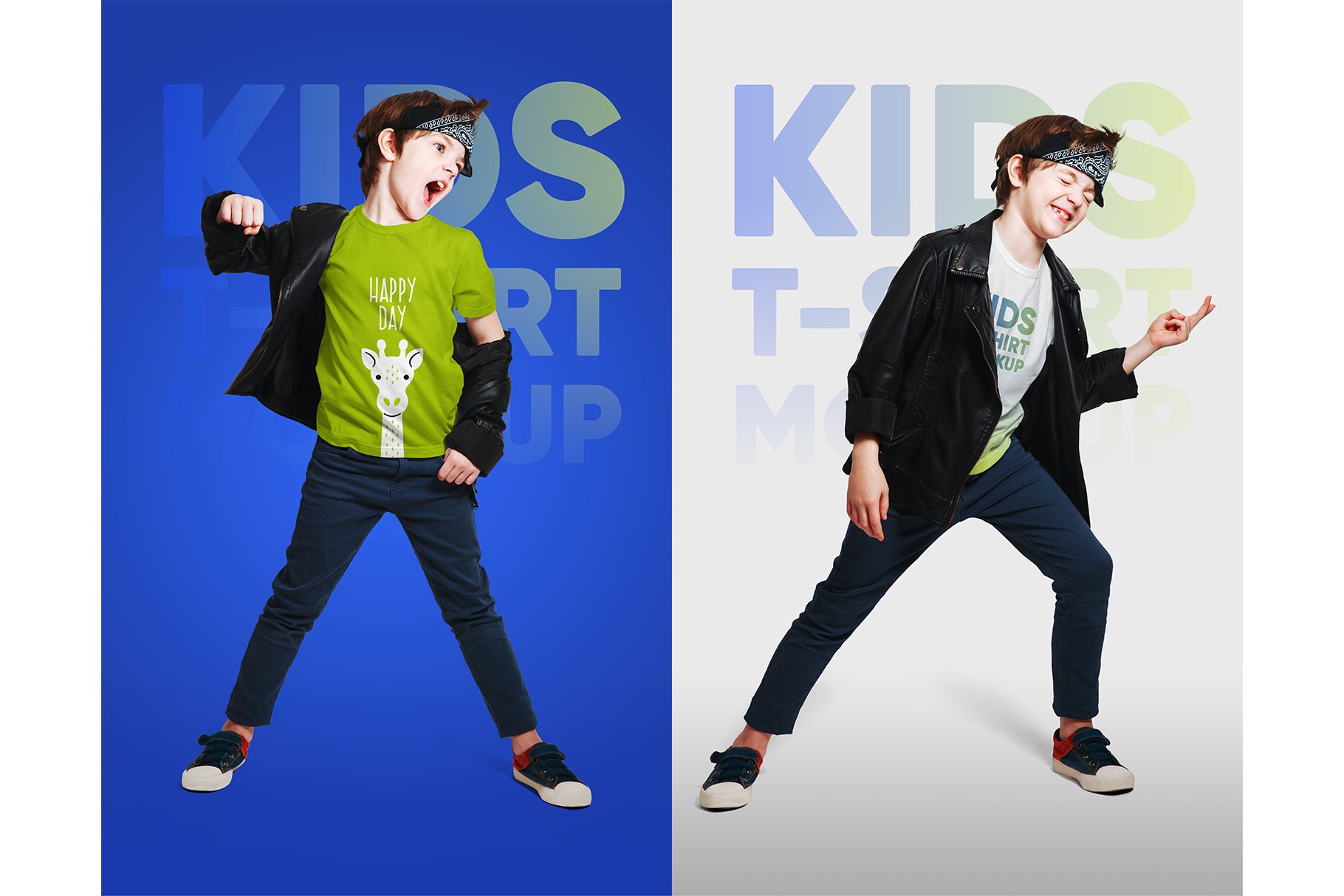 14款时尚儿童半袖T恤印花图案设计展示样机 Kids Boy T-Shirt Mockups Vol2_img_2