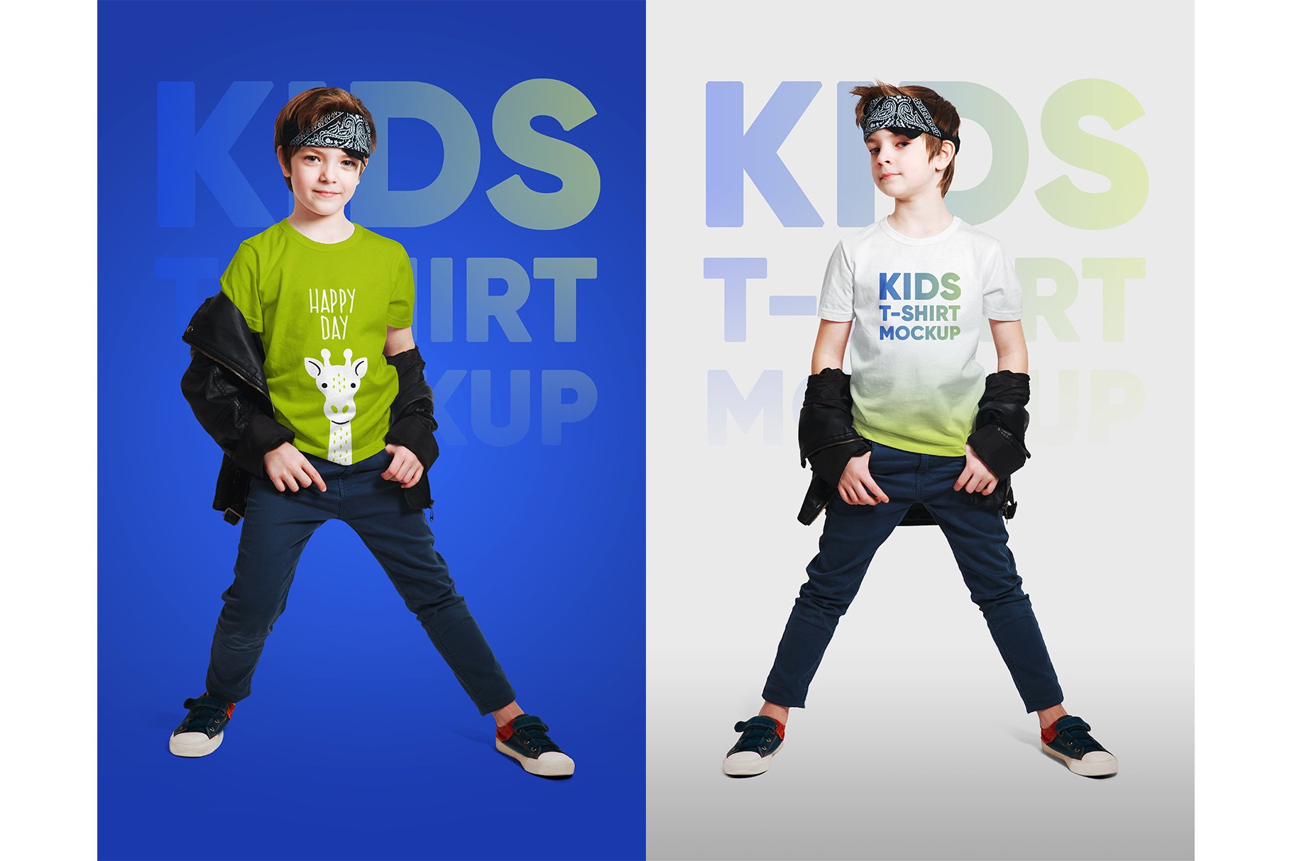 14款时尚儿童半袖T恤印花图案设计展示样机 Kids Boy T-Shirt Mockups Vol2_img_2