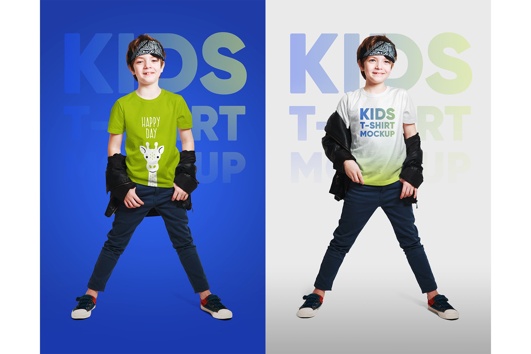 14款时尚儿童半袖T恤印花图案设计展示样机 Kids Boy T-Shirt Mockups Vol2_img_2