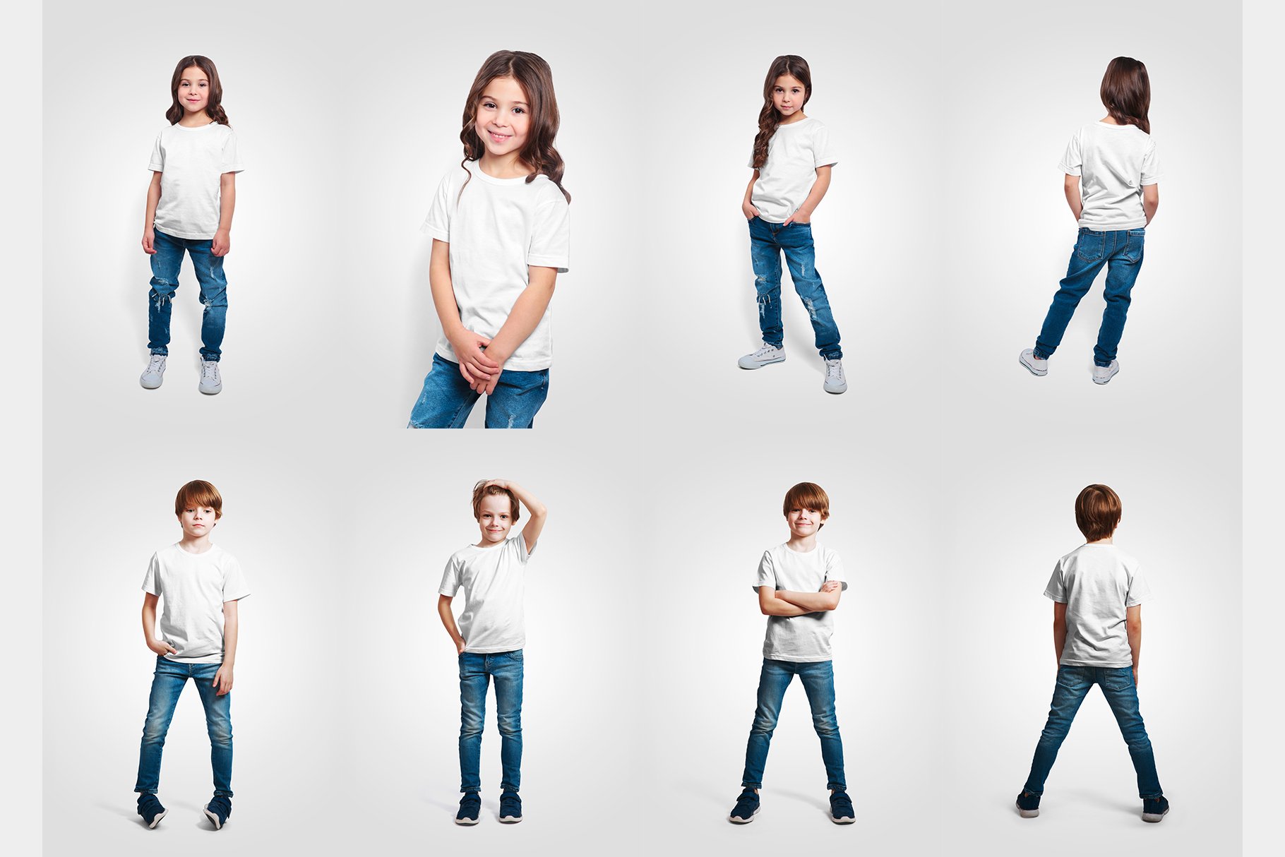 16款儿童半袖T恤印花图案设计展示贴图样机 Mixed Kids T-Shirt Mockups_img_2