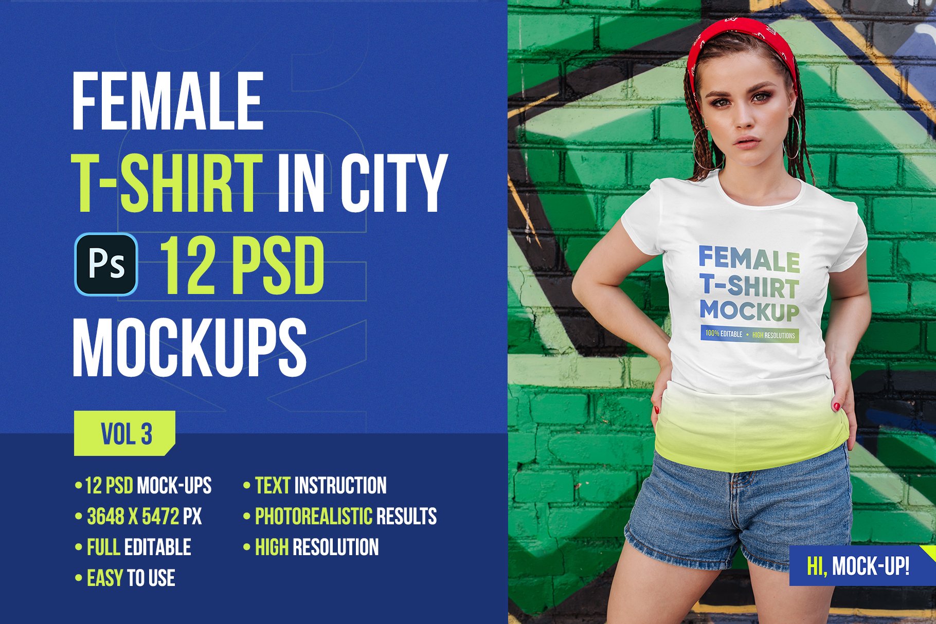 12款女式半袖T恤印花图案设计展示样机 Female T-Shirt in City Mockups Vol3_img_2