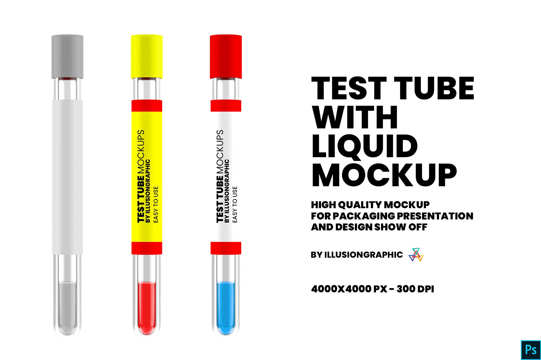 液体血液测试管设计展示样机 Test Tube With Liquid Mockup_img_2