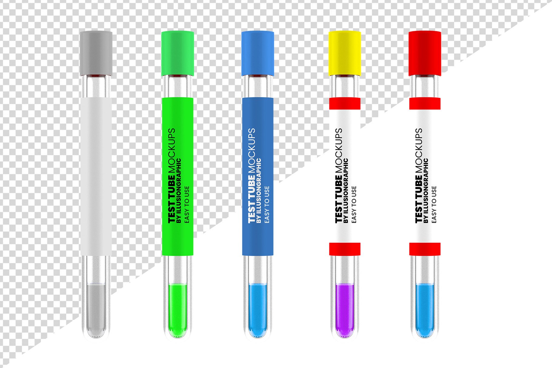 液体血液测试管设计展示样机 Test Tube With Liquid Mockup_img_2
