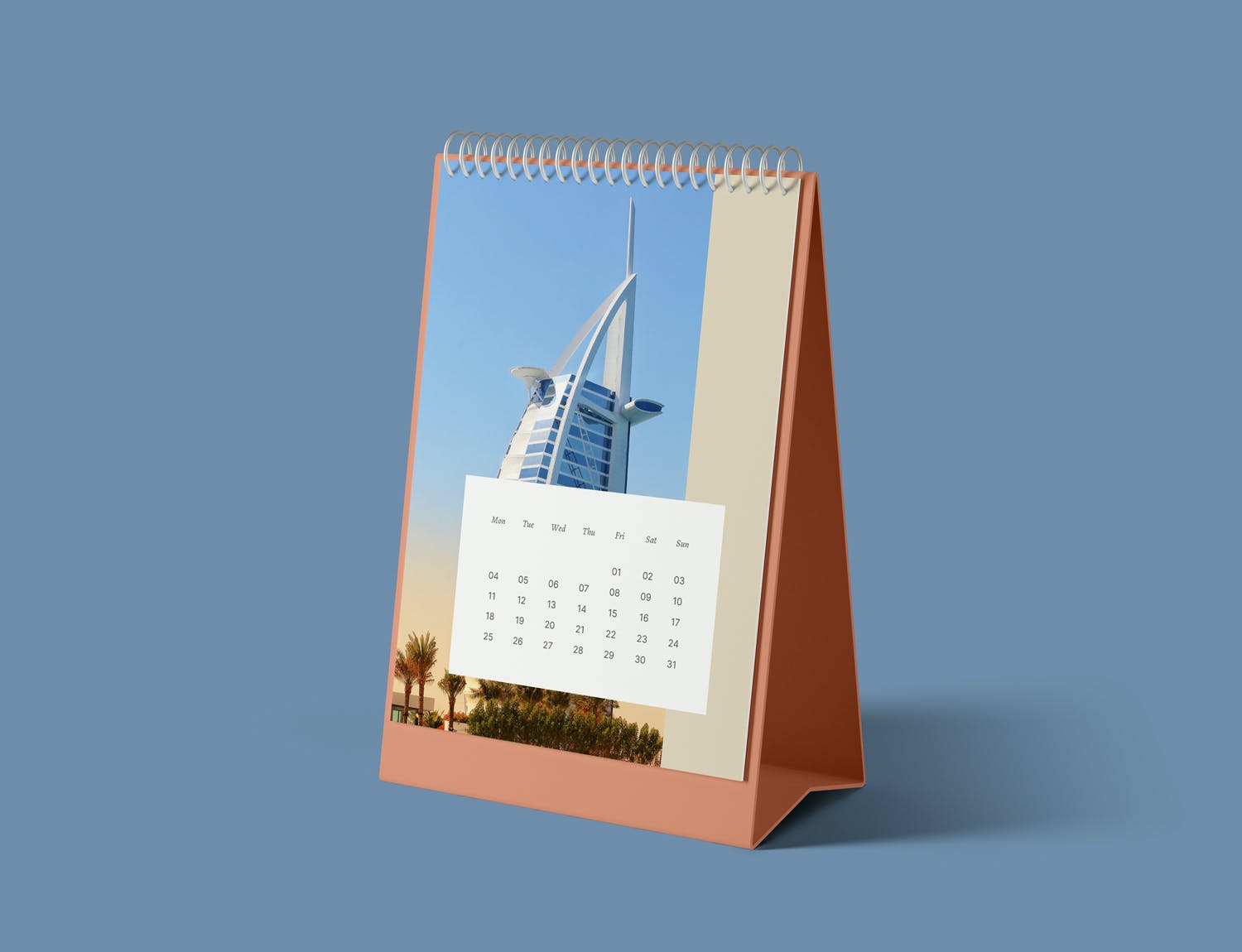 竖版台历日历设计展示贴图样机模板 Portrait Desk Calendar Mockup_img_2