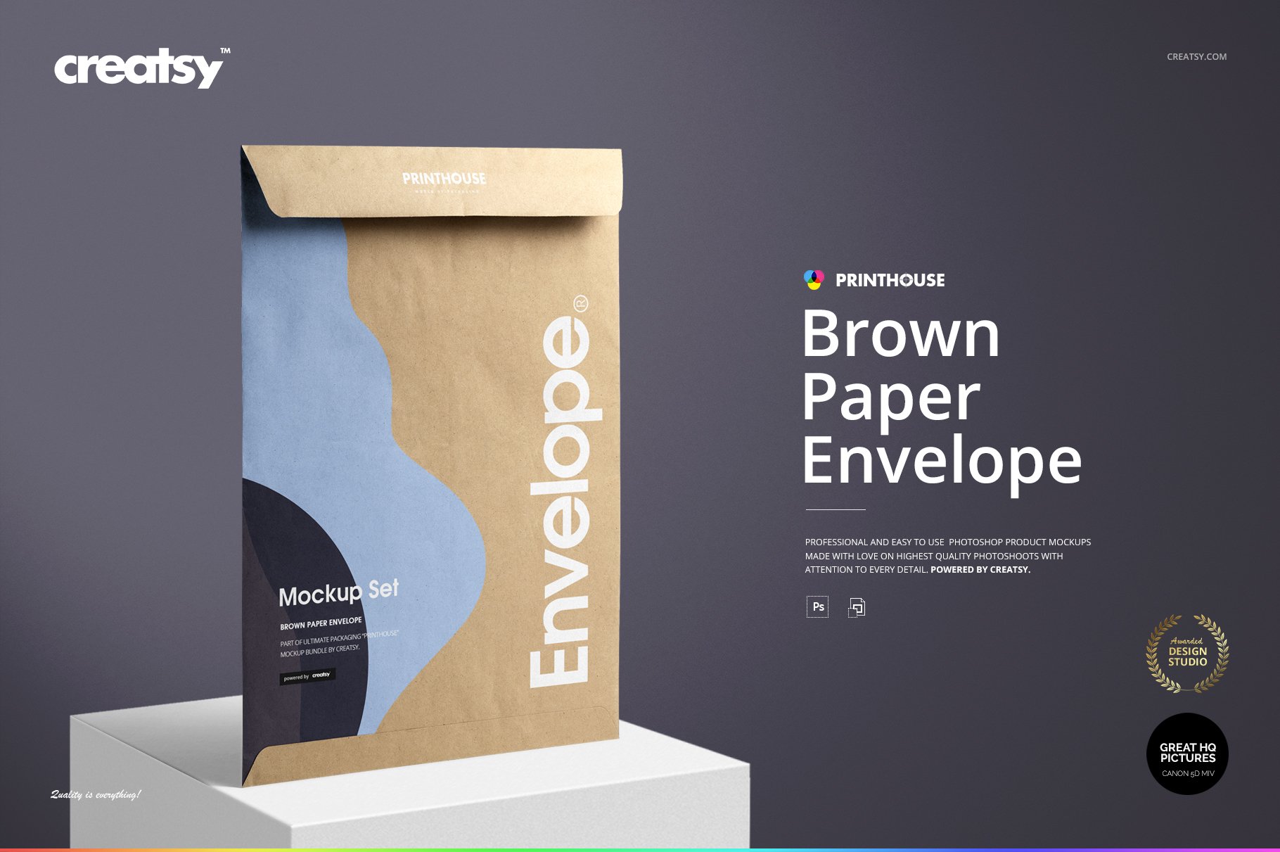 时尚牛皮纸信封设计展示贴图样机合集 Brown Paper Envelope Mockup Set_img_2