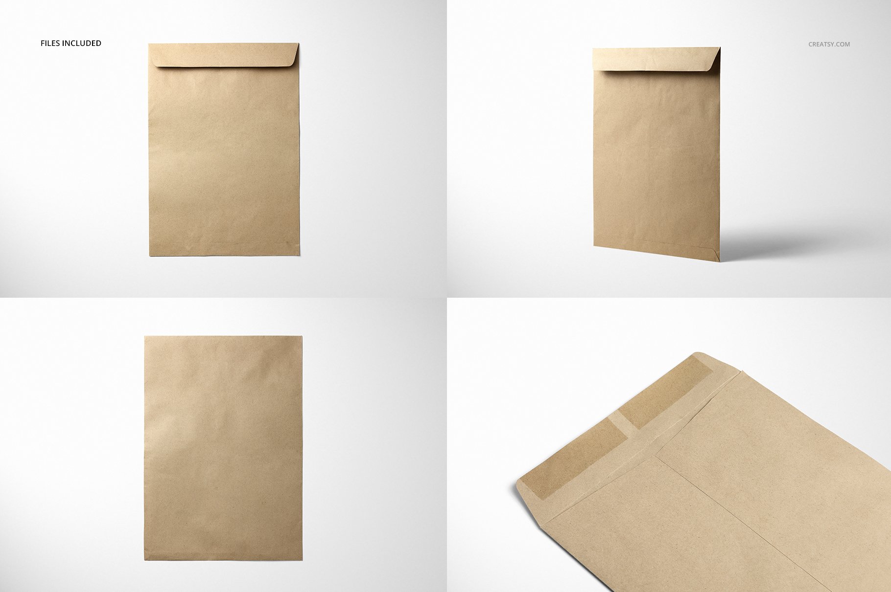 时尚牛皮纸信封设计展示贴图样机合集 Brown Paper Envelope Mockup Set_img_2