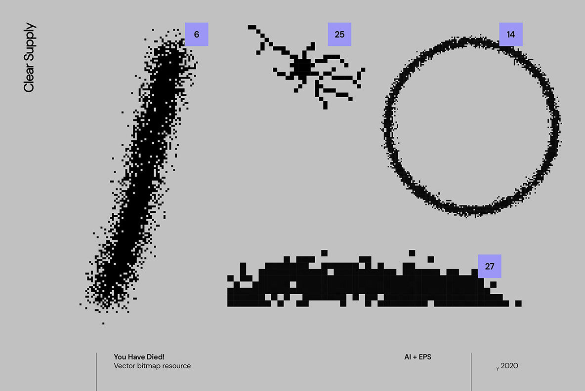 60款创意像素位图AI矢量装饰图形海报平面设计素材 Clear Supply - You Have Died!_img_2