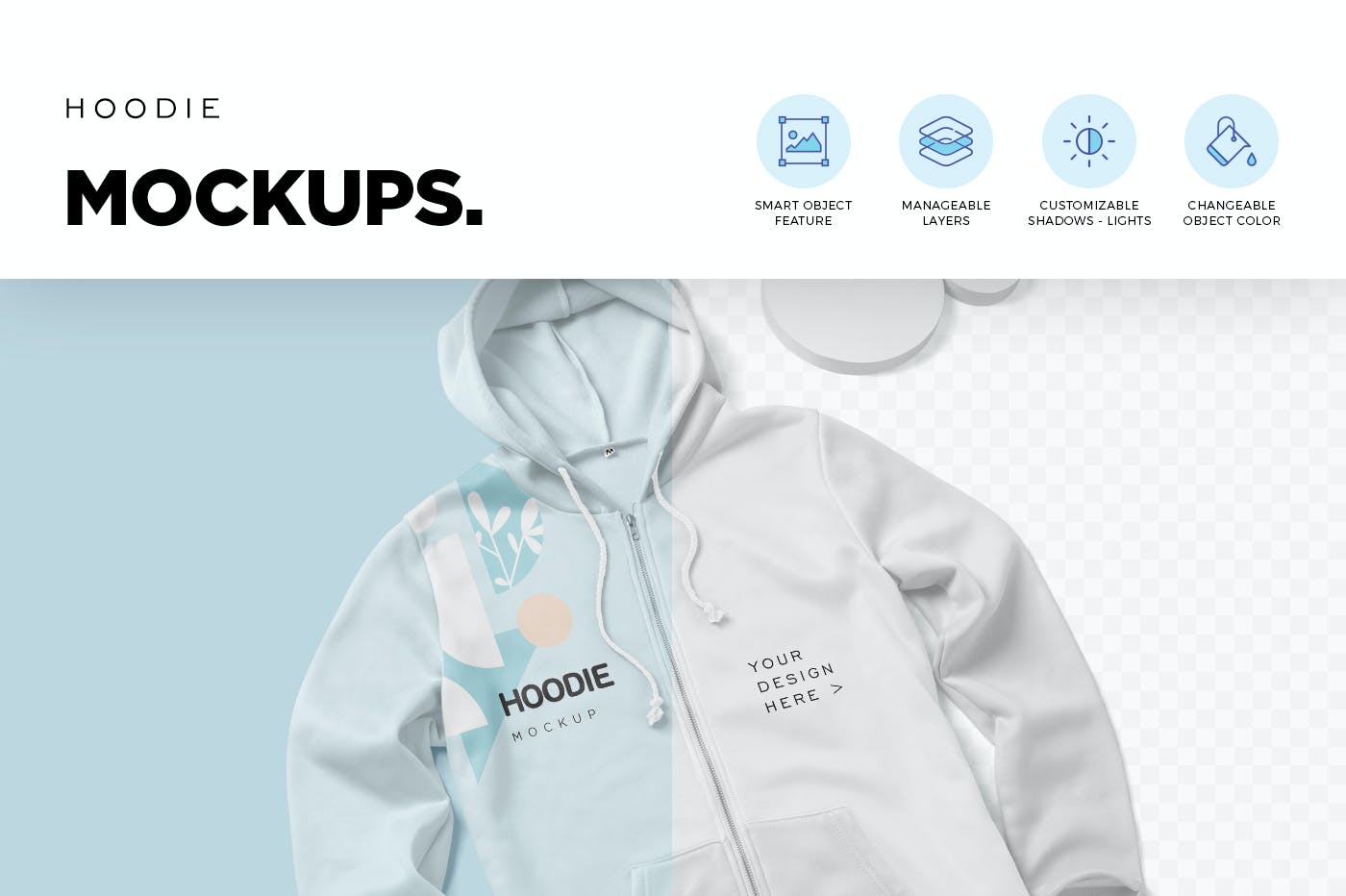 时尚连衣帽卫衣印花图案设计展示样机 4 Hoodie Mockups_img_2