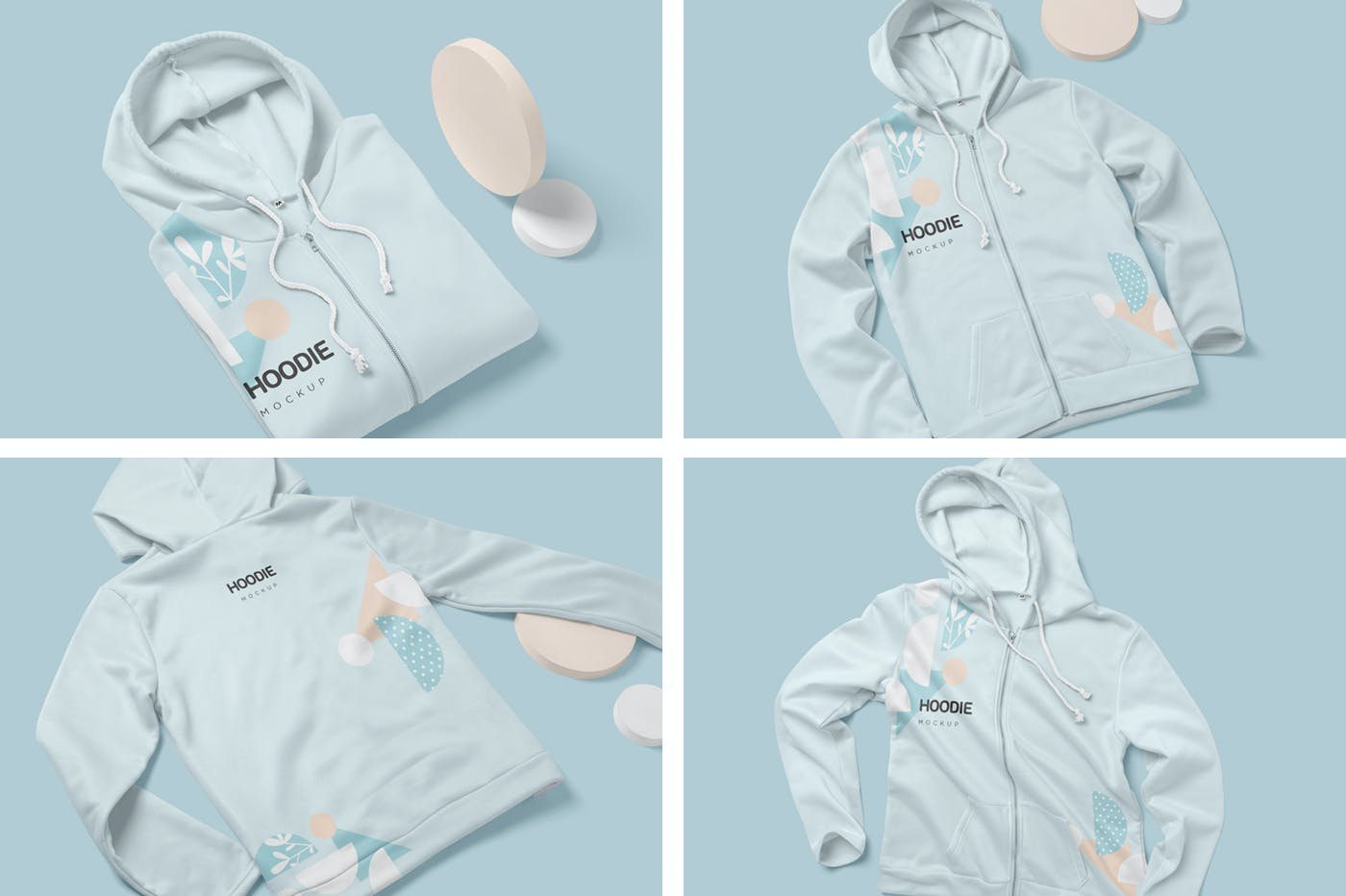 时尚连衣帽卫衣印花图案设计展示样机 4 Hoodie Mockups_img_2