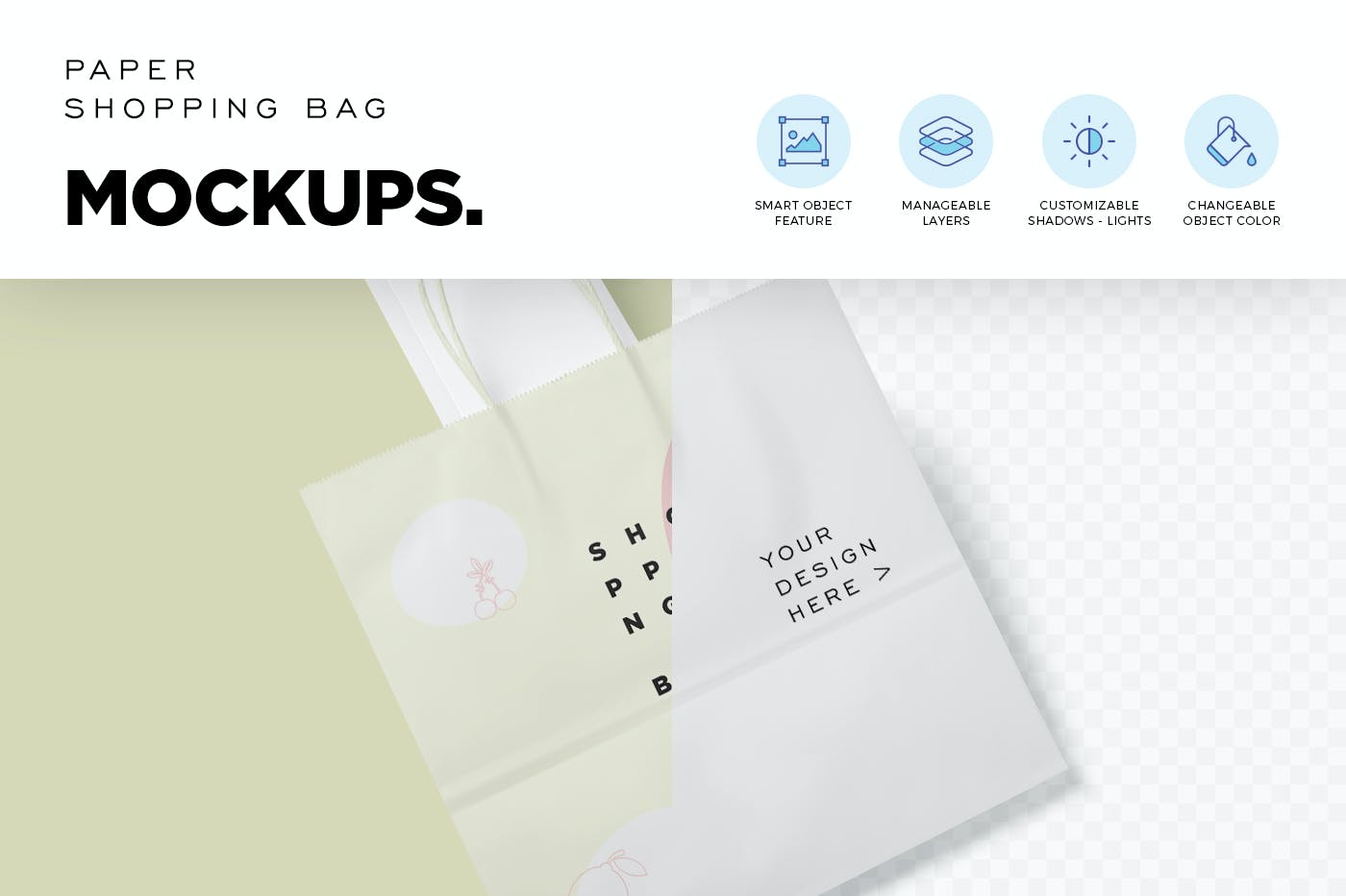 6款纸张商场购物手提袋设计展示样机 6 Paper Shopping Bag Mockups_img_2