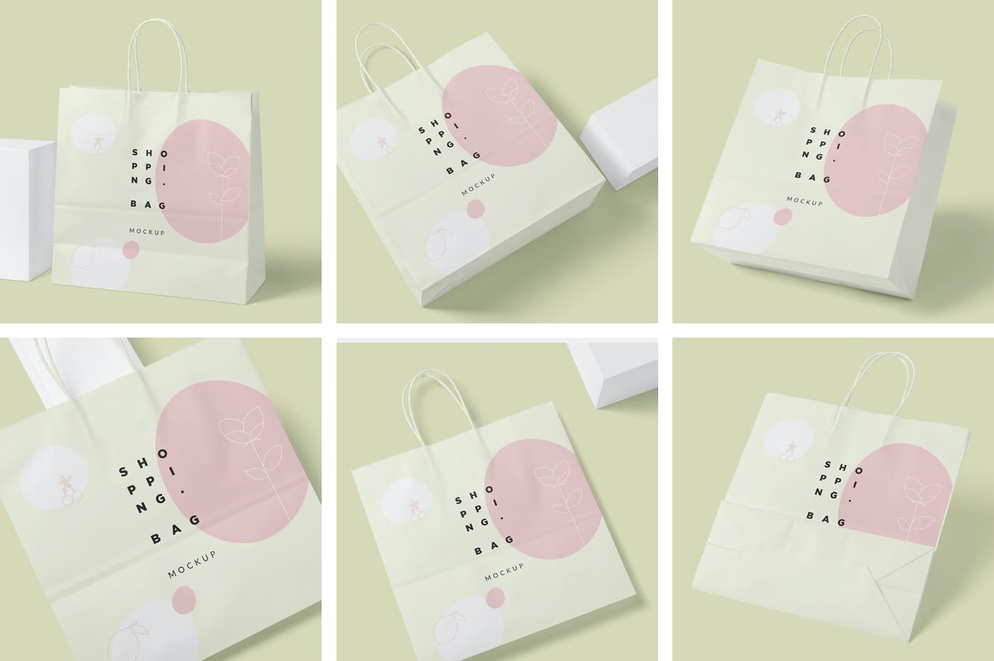 6款纸张商场购物手提袋设计展示样机 6 Paper Shopping Bag Mockups_img_2