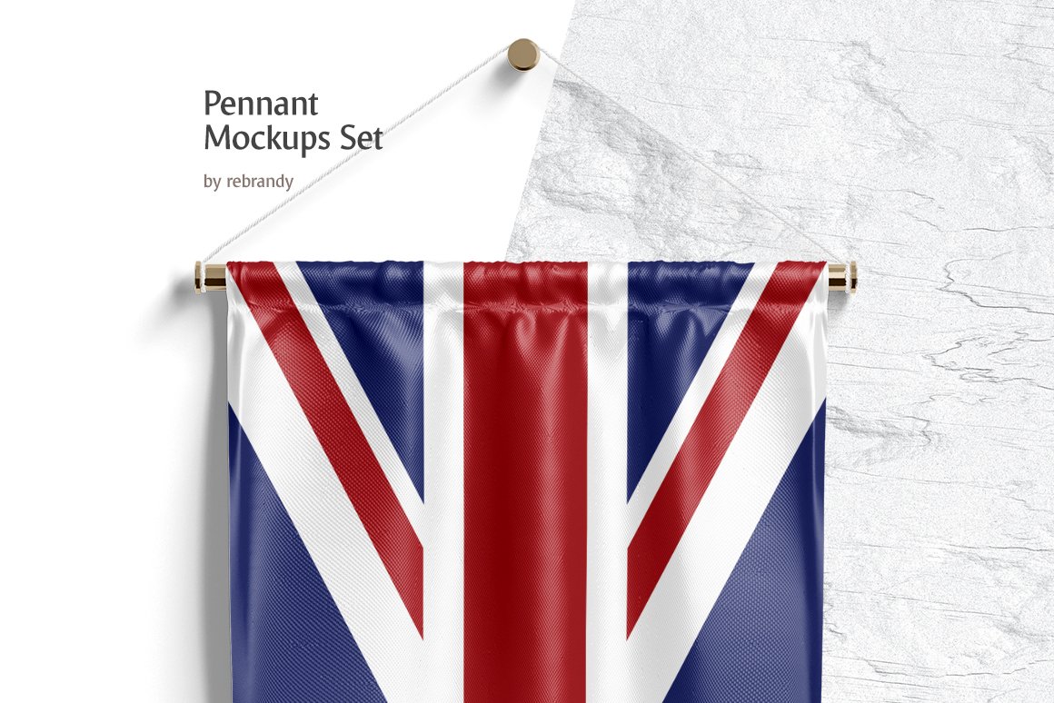 赛事三角旗设计展示贴图样机 Pennant Mockups Set_img_2