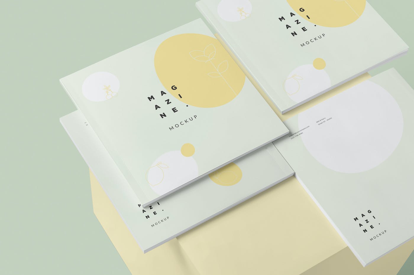 方形打开画册杂志设计贴图样机 Open Magazine Mockups_img_2