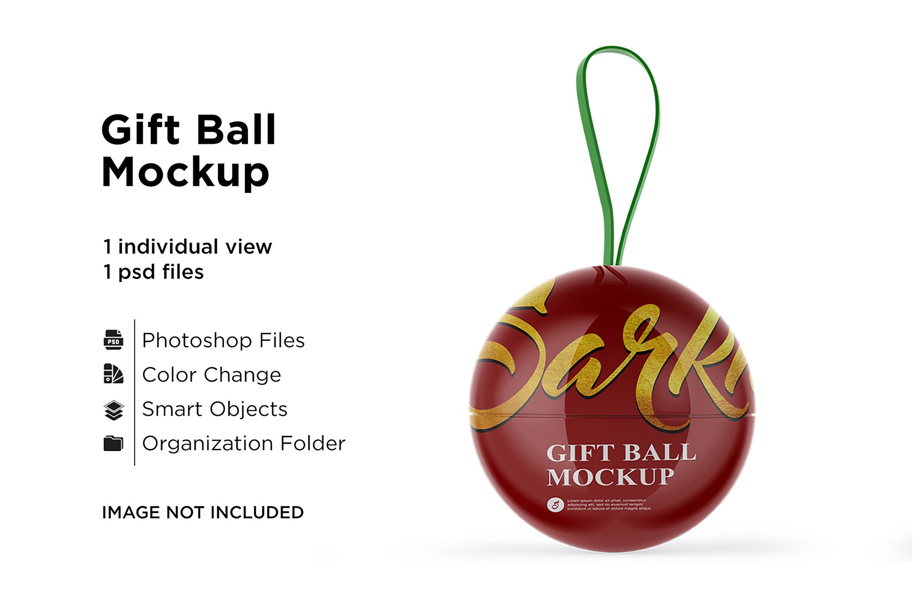 光泽圣诞节礼品球设计展示样机 Glossy Gift Ball Mockup_img_2