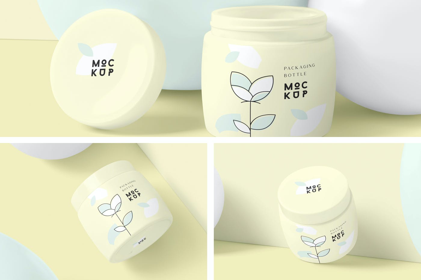 精美化妆品包装罐设计展示样机 Cosmetic Packaging Bottle & Jar Mockups_img_2