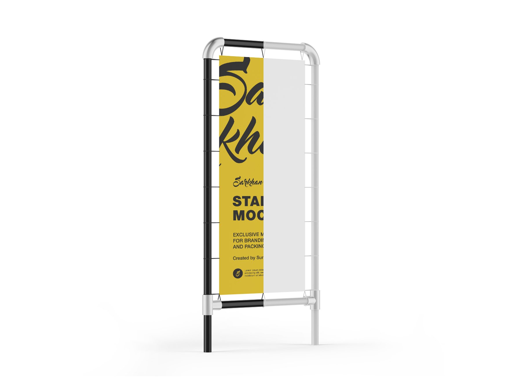 金属架哑光横幅广告易拉宝设计展示样机模型 Metallic Stand Matte Banner Mockup_img_2