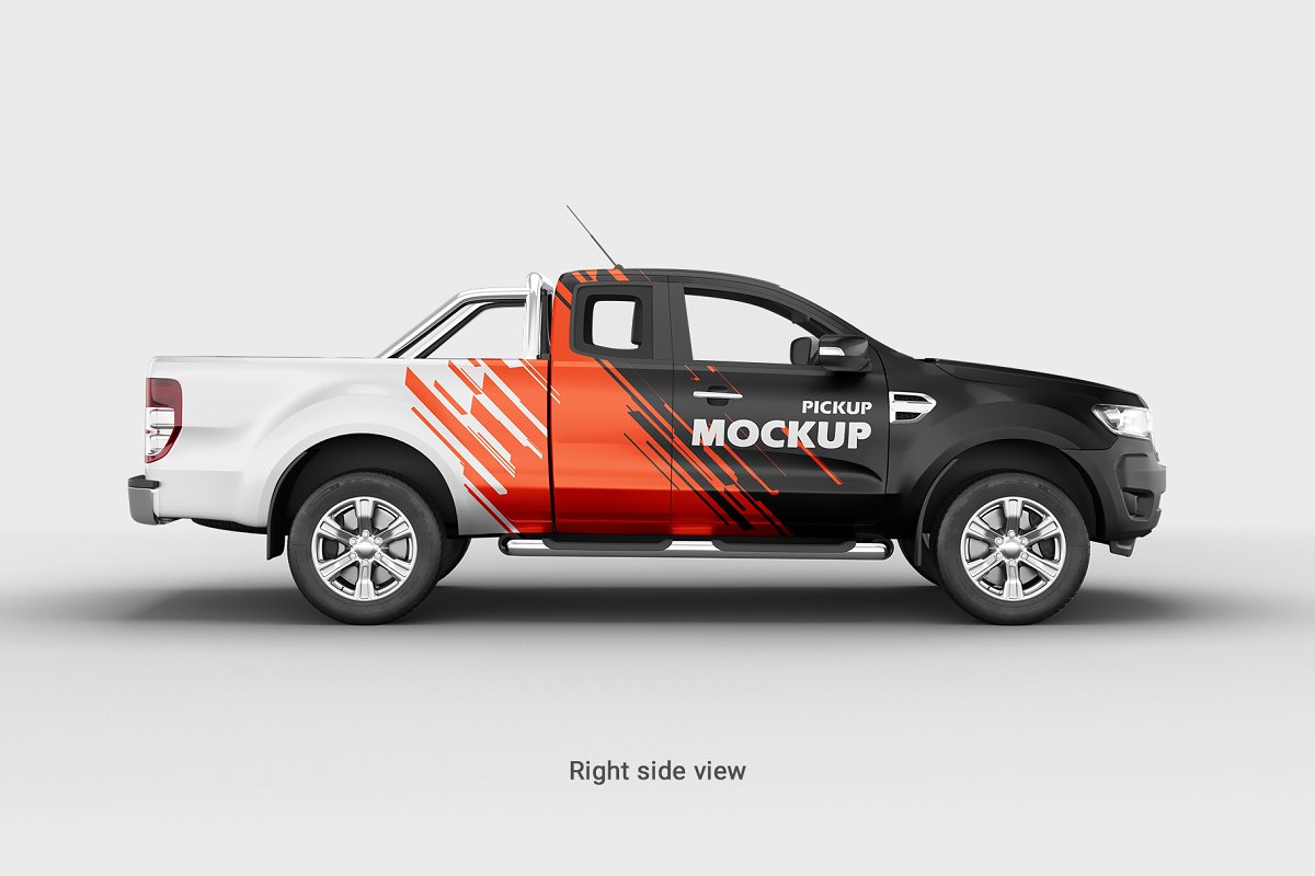 6款皮卡汽车车身广告喷漆设计展示样机 Pickup Mockup_img_2