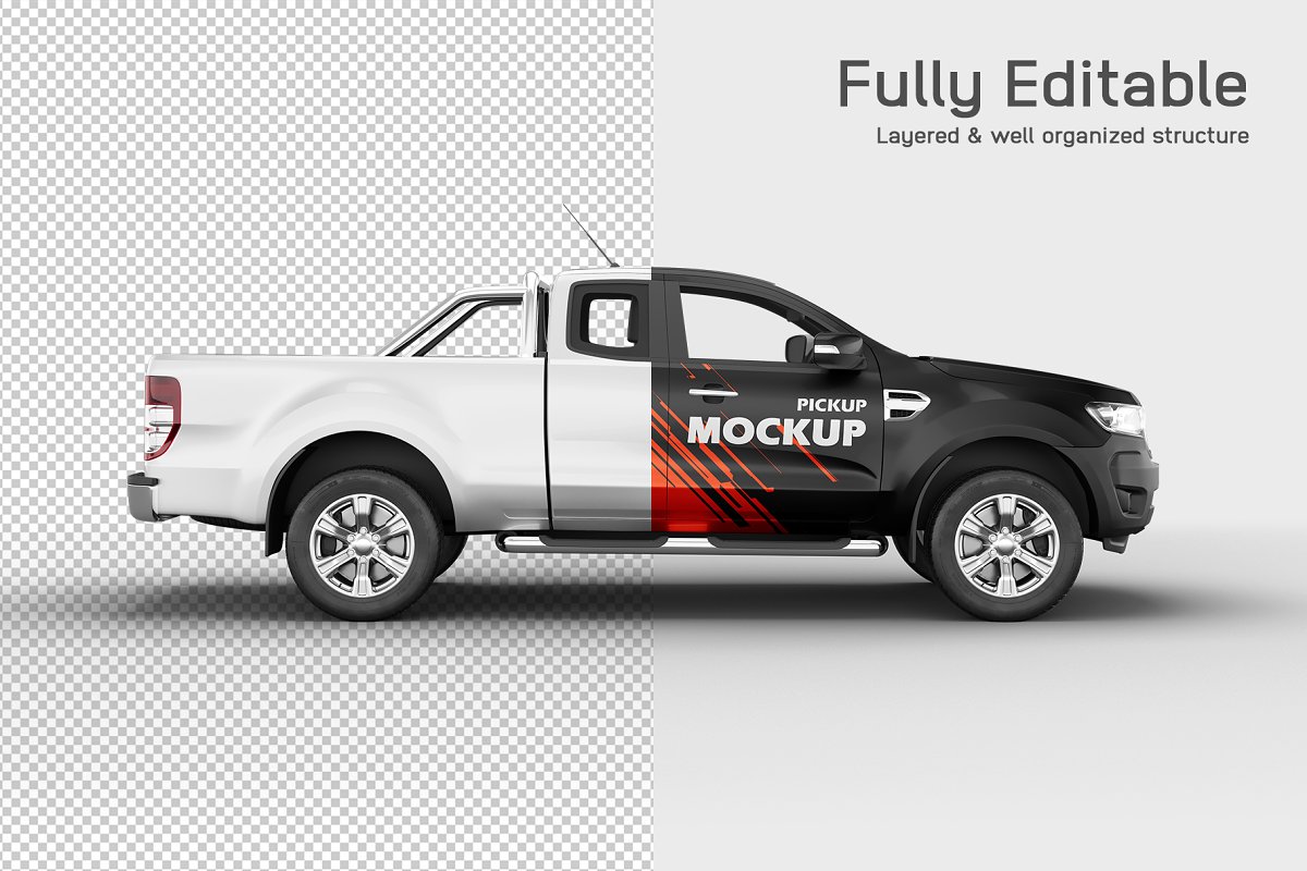 6款皮卡汽车车身广告喷漆设计展示样机 Pickup Mockup_img_2