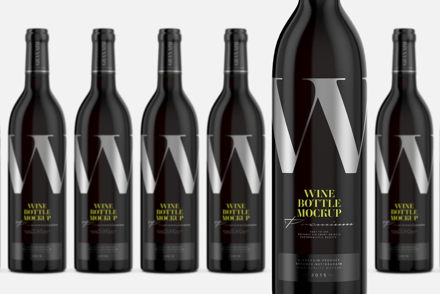 深色玻璃酒瓶标签设计展示贴图样机 Dark Glass Wine Bottle Mockup_img_2