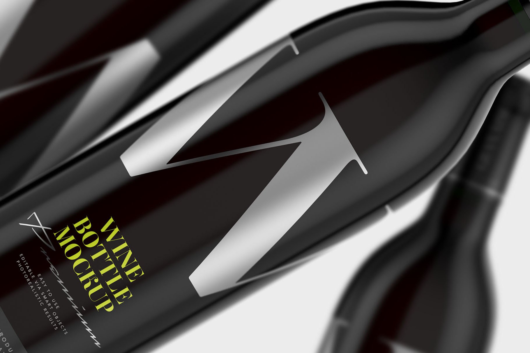 深色玻璃酒瓶标签设计展示贴图样机 Dark Glass Wine Bottle Mockup_img_2