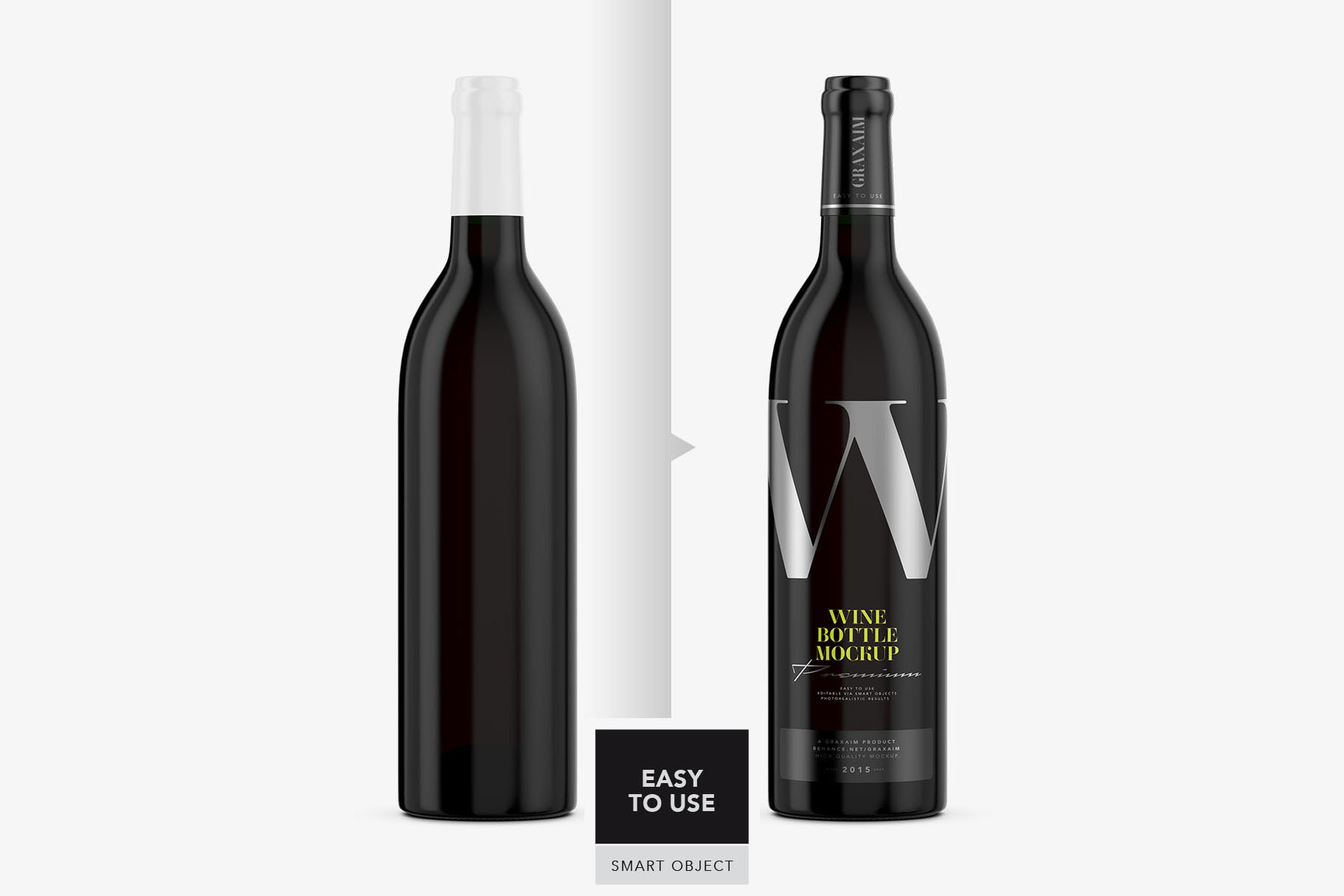 深色玻璃酒瓶标签设计展示贴图样机 Dark Glass Wine Bottle Mockup_img_2