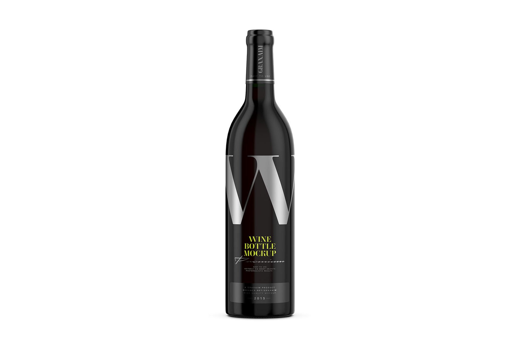 深色玻璃酒瓶标签设计展示贴图样机 Dark Glass Wine Bottle Mockup_img_2