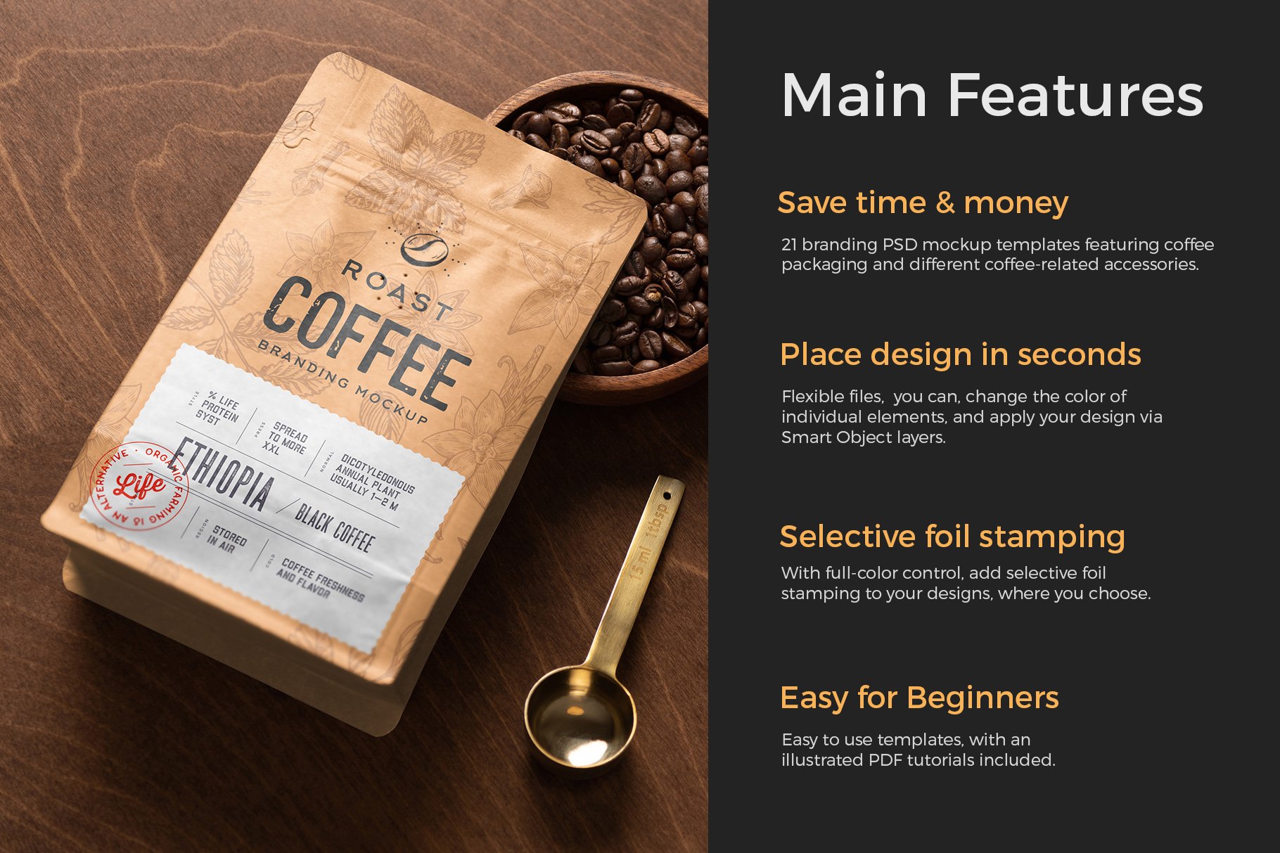 21款文艺咖啡品牌产品包装VI设计场景展示PS样机素材 Roast – Coffee Branding Mockups_img_2