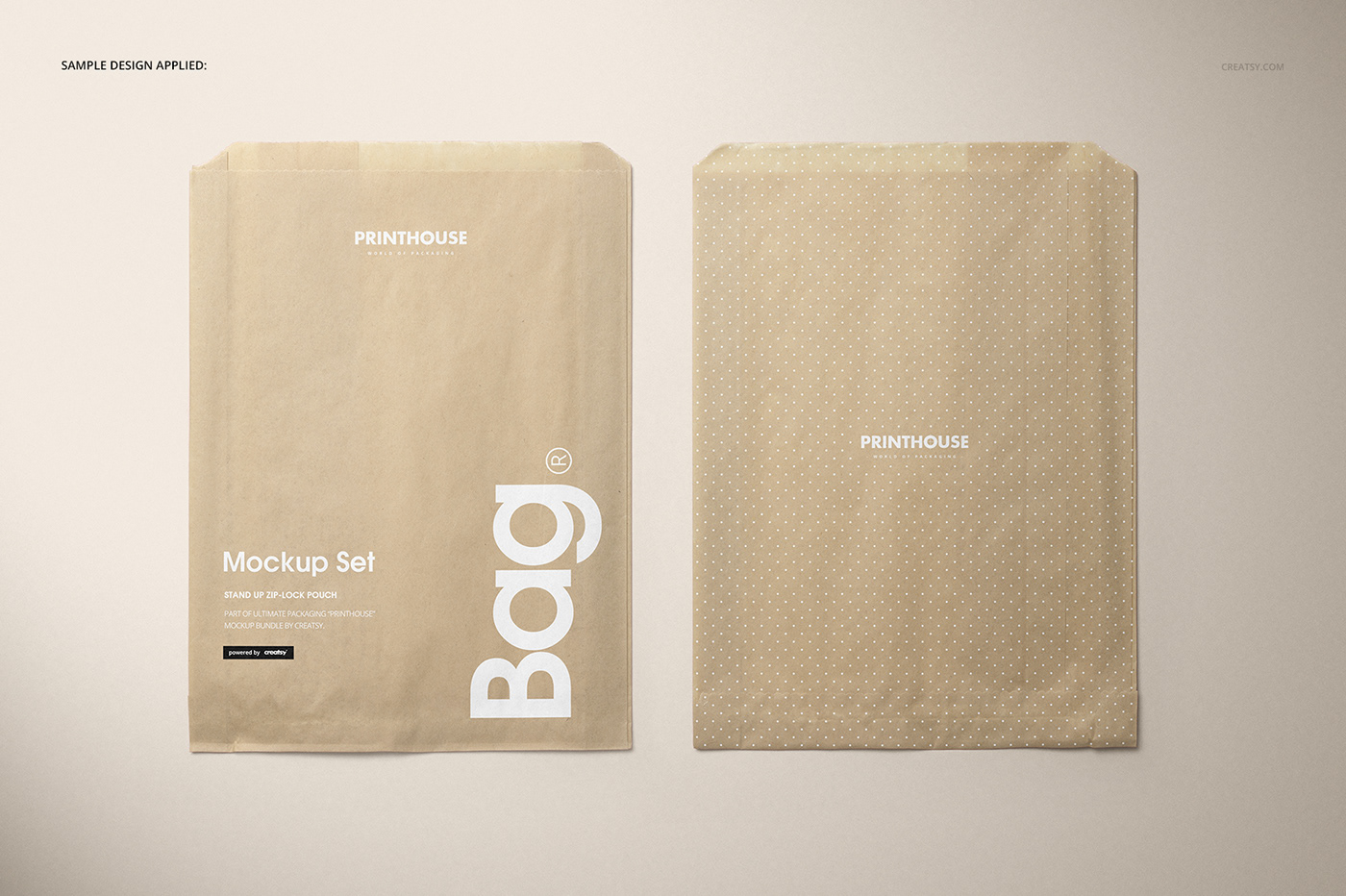 现代时尚三明治快餐包装纸袋设计展示贴图样机模板 Sandwich Snack Paper Bag Mockup Set_img_2