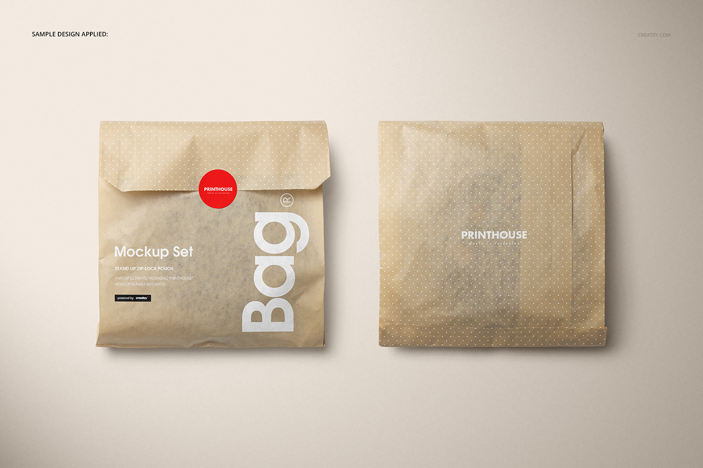 现代时尚三明治快餐包装纸袋设计展示贴图样机模板 Sandwich Snack Paper Bag Mockup Set_img_2