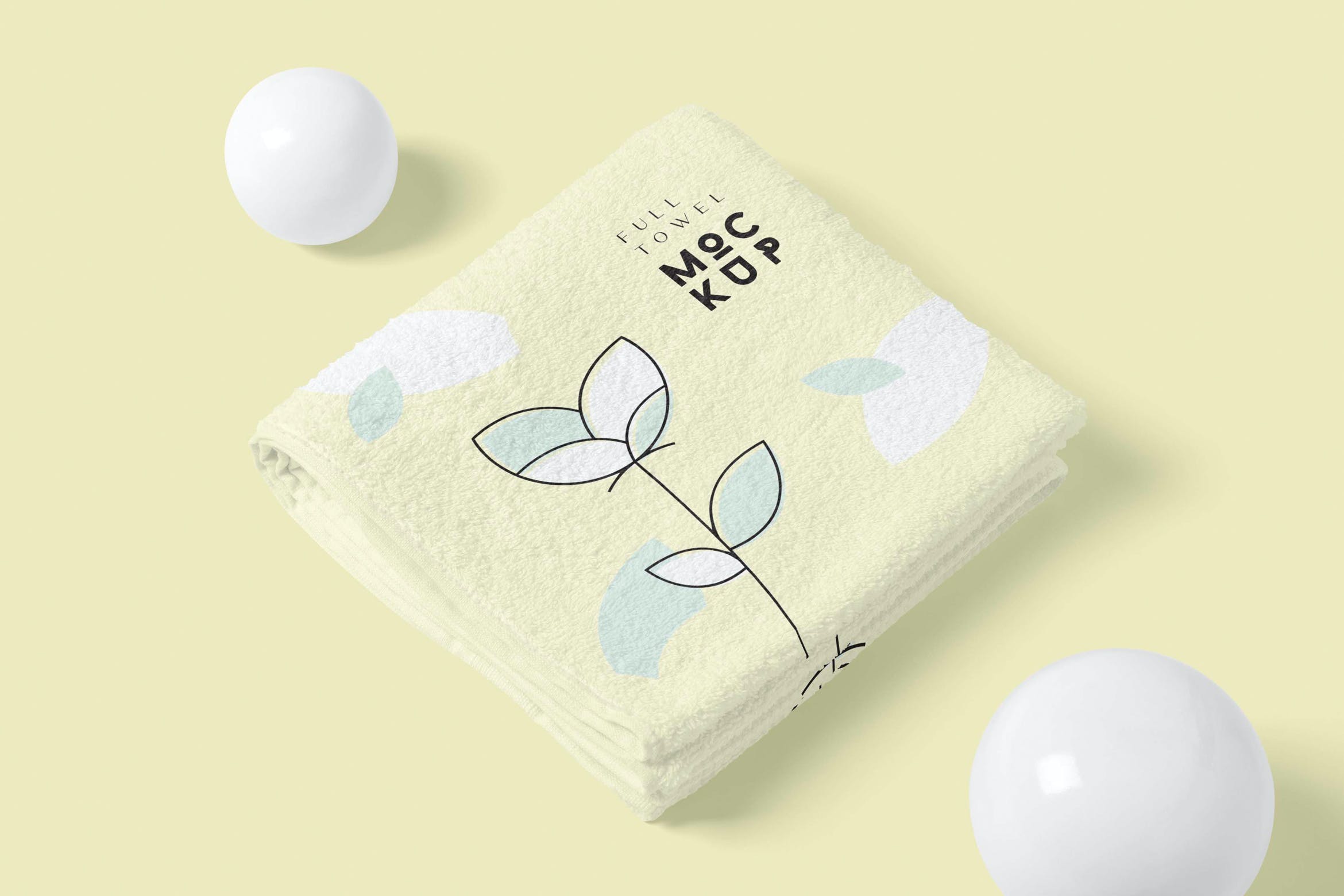 优雅折叠毛巾印花图案设计展示样机模板 Elegant Full Towel Mockups_img_2