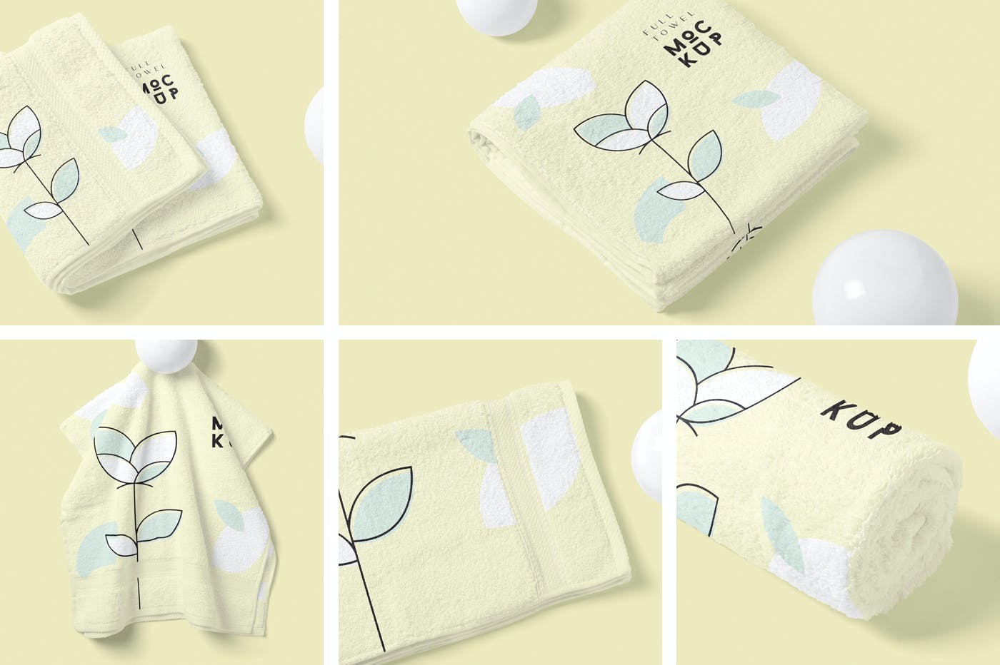 优雅折叠毛巾印花图案设计展示样机模板 Elegant Full Towel Mockups_img_2