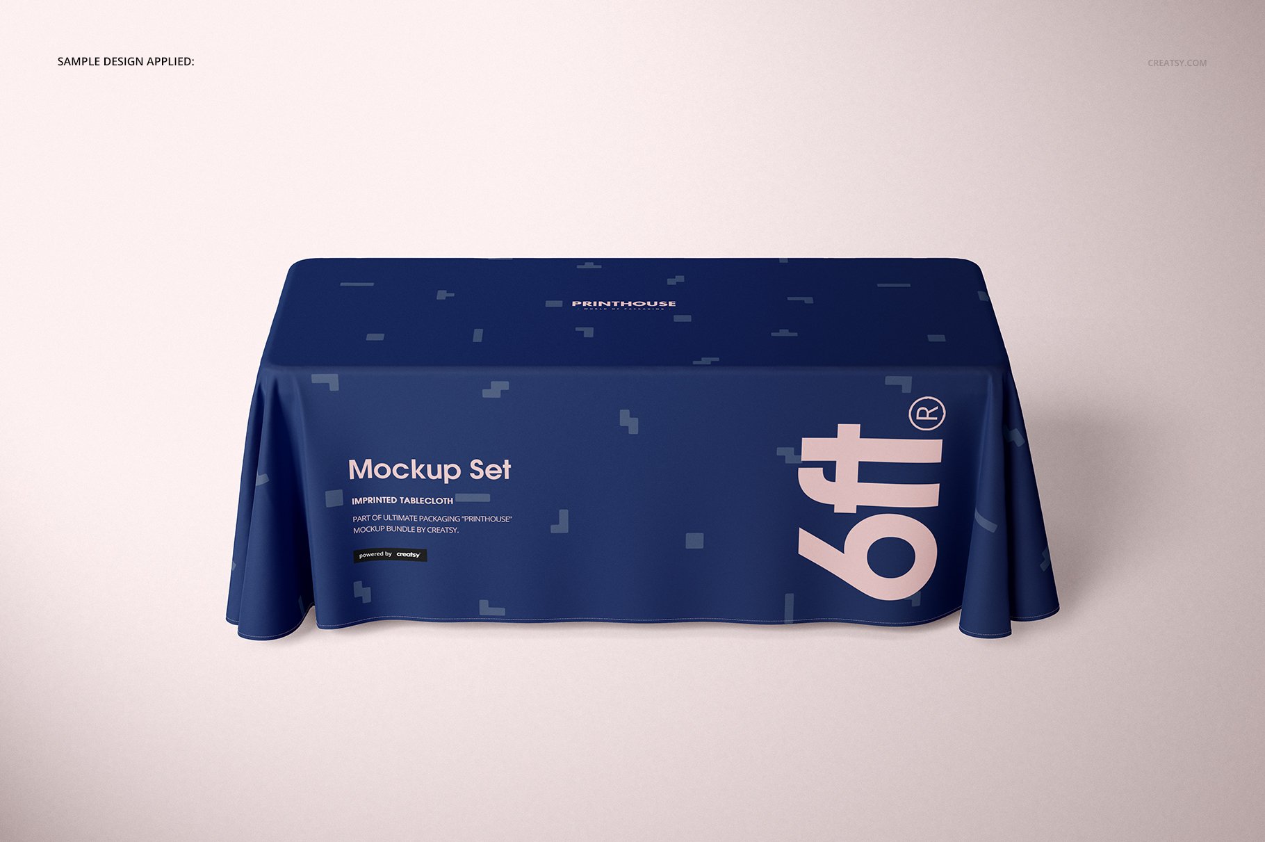 全面聚酯桌布印花图案设计展示贴图样机合集 6ft Polyester Tablecloth Mockup Set_img_2