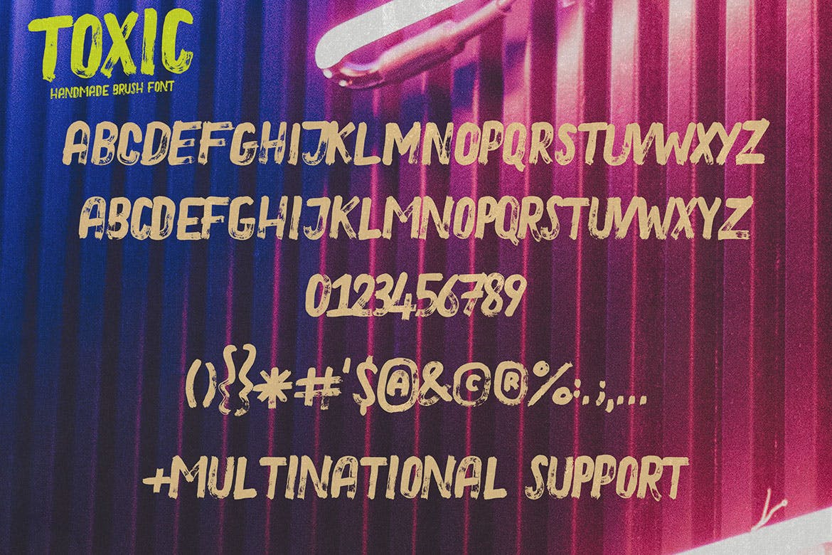 炫酷手写毛笔笔刷效果英文字体素材 Toxic - Brush & Grunge Font_img_2